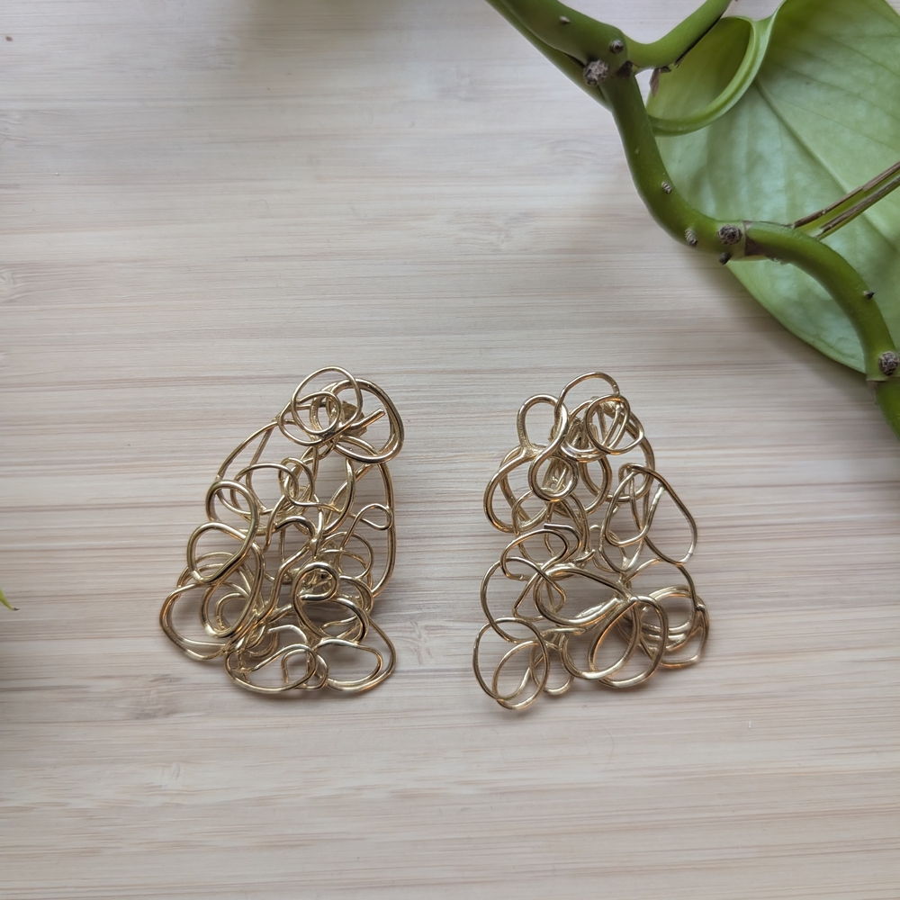 Artisan Gold Loop Cluster Drop Earrings